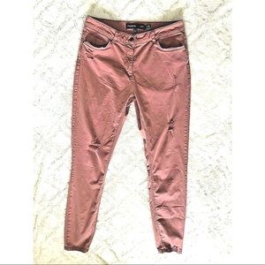 Long Tall Sally Pink Mauve Distressed Skinny Jean US 10 Inseam 33"